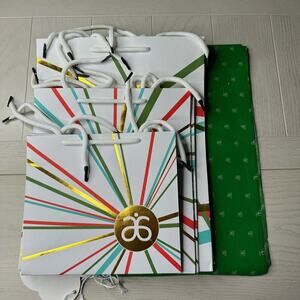 Arbonne Holiday Logo Gift Bag Set With Tissue Paper NEW